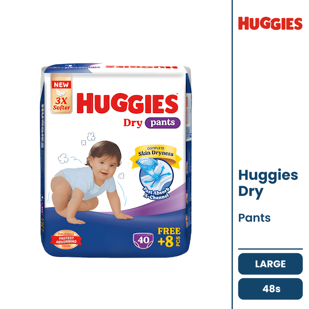 Product Description Huggies Dry Pants are perfect for energetic toddlers who need reliable protection while playing, walking and sleeping. These easy pull-up diapers feature: Strong leak protection Breathable comfort Soft elastic waistband High absorbency Comfortable fit Huggies Dry Pants L 48pcs bangladesh