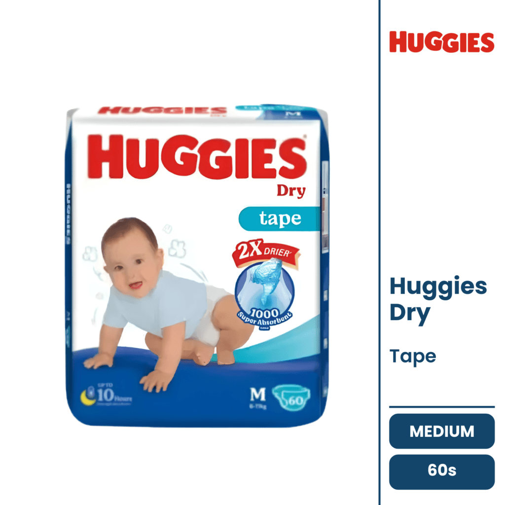 Huggies Dry Tape Diapers M 60pcs Bangladesh Bloombabybd